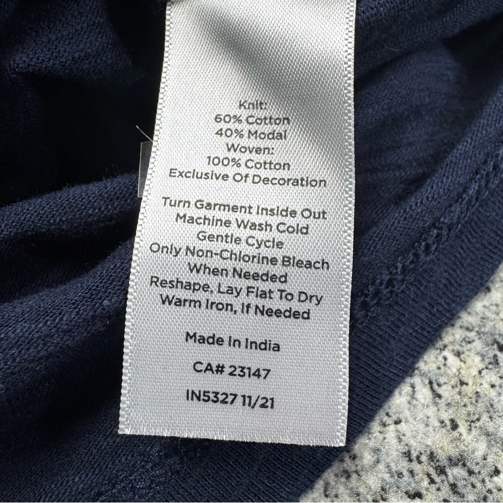 Talbots Navy Blue Eyelet Lace Detail Midi SS Slub Knot Cotton Dress Size Medium - Picture 7 of 8